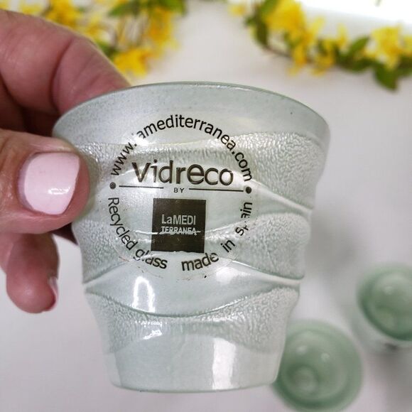 6 Beautiful Recycled Small Green Mint Glass Votive Tealight Candle Holder Decor - Picture 4 of 9